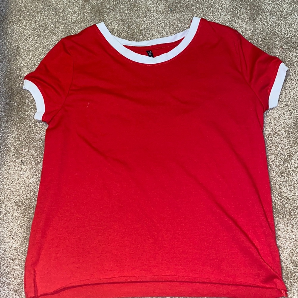 red and white t shirt